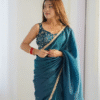 Forbearance 1-Minute Ready To Wear Blue Crush Silk Saree Blouse
