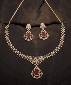 Flower Design Party Wear Zircon Necklace